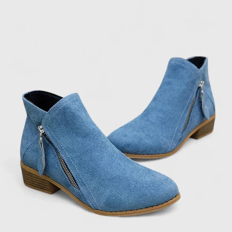 Anna — Klassiske støvletter til damer i ruskind med lynlås (2), NLM Fashion