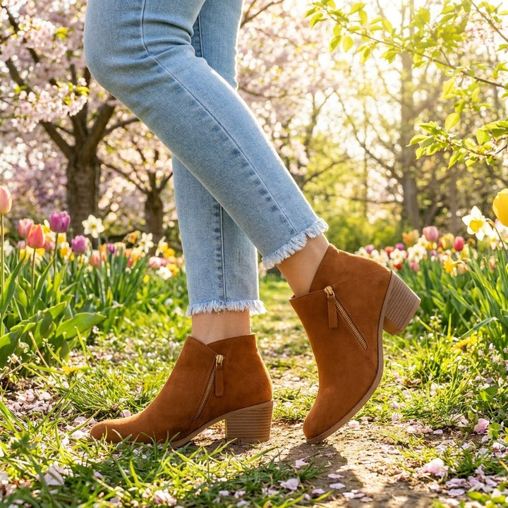 Laura — Behagelige ankelstøvler til damer med blokhæl og lynlås (5), NLM Fashion