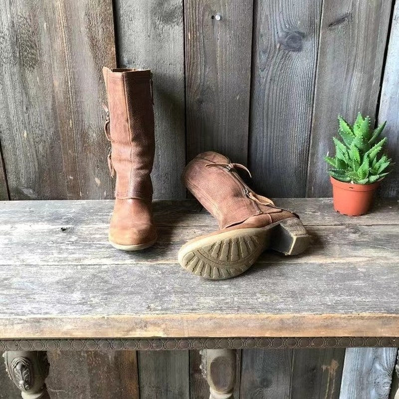 Thea — Klassiske western støvler til damer i læder med broderi (3), NLM Fashion