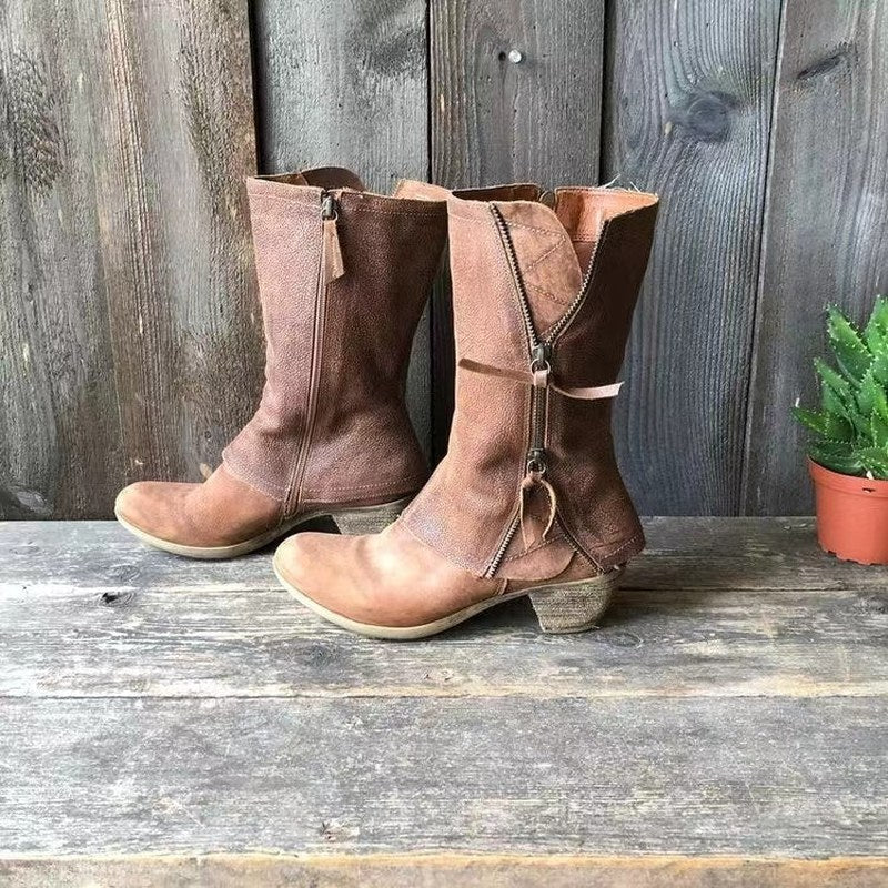 Thea — Klassiske western støvler til damer i læder med broderi (4), NLM Fashion