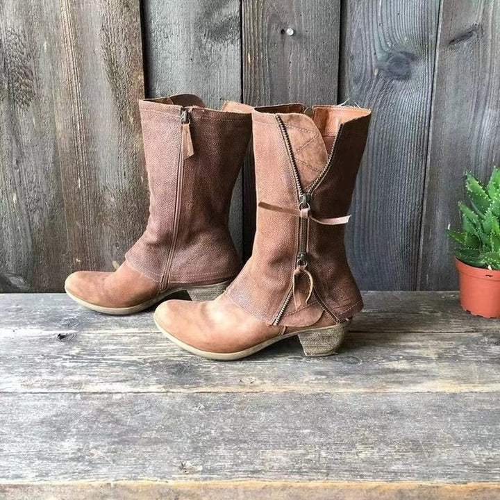 Thea — Klassiske western støvler til damer i læder med broderi (4), NLM Fashion