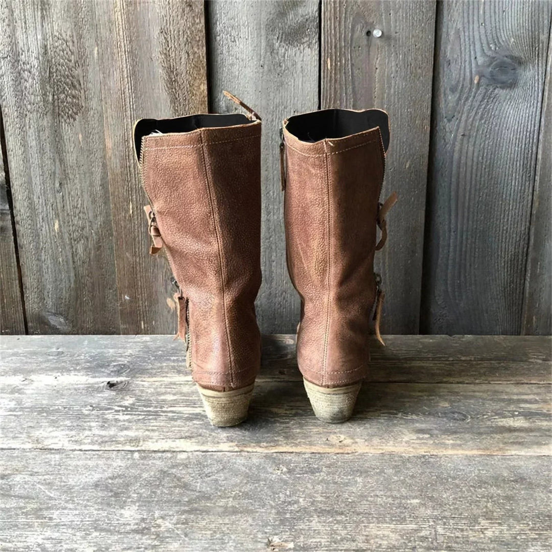 Thea — Klassiske western støvler til damer i læder med broderi (5), NLM Fashion